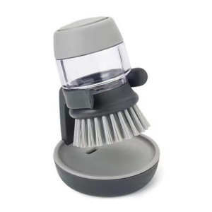 HLINKEY Multifunctional Kitchen Cleaning Brush Soap Dispenser Dishwashing Scrub Brush with Holder Drip Tray for Dishes Pots Pans Non-Stick Safe