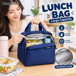 Insulated Waterproof Nylon Lunch Bag Large Capacity Zipper Tote Multi Pocket For Office School Picnic Daily Commute Use