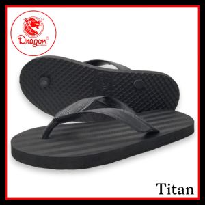 Dragon Titan Mens Original Rubber slippers (Black and Tan)