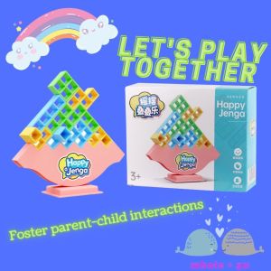 Balance Tower Tetris Brick Bata Tetris Puzzle Board Games Early Education Montessori Children Puzzle Menara Imbangan
