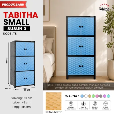 LEMARI PAKAIAN SUSUN 3 KUNCI KACA TABITHA [TABBOX]