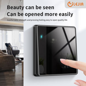 LEJIA Ultra Frameless Wall Glass Panel Switch 13 Amp Modern Lighting Switch Universal 3-pin plug socket with USB black Suiz on Off Lampu LED 1/2/3/4 Gang 1/2 Way 20A Water Hearter Aircon Door Bell Switch Official Store