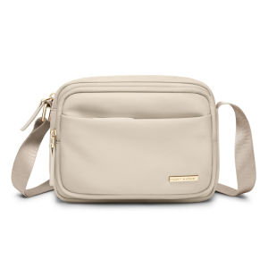 GOLF QUALITY Ladies Cross Shoulder Bag Small Slingbag for Women Nylon Crossbody Bags 2026 Waterproof Multi Pocket Fashion Handphone Pouch Sling Lightweight Black Apricot