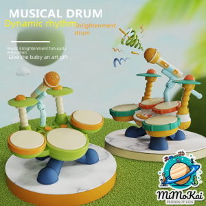 Bộ trống đa chức năng kèm micro Phiên bản bốn trống Đồ chơi âm nhạc ánh sáng