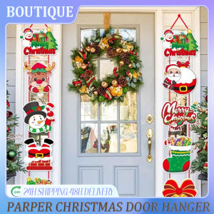 QUIVLOX Fashion Parper Christmas Door Hanger Cartoon Santa Claus Elk Xmas Tree Pendants Creative DIY Christmas Hanging Oranment Indoor