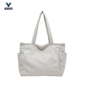 Women Corduroy Soft Underarm Bag Large Capacity Travel Shopping Work Handbag [Vodool Center]