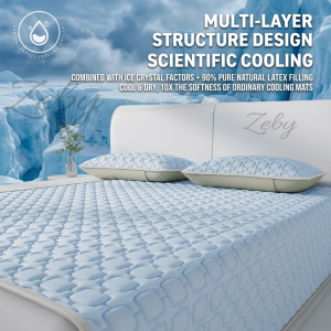 2026 New Thicken Natural Latex Filling Summer Mat for Bed Cooling Feel Mattress Cover Bed Pad Pillowcase Ice Silk Bedsheet Set2026