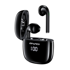 Awei T28P TWS Earphone Bluetooth 5.4 LED Battery Digital Display Smart Touch Low Latency Earbuds with Gaming Mode Intelligent Voice Helper Noise Cancelling IPX6 Waterproof Wireless Semi in Ear Earpiece