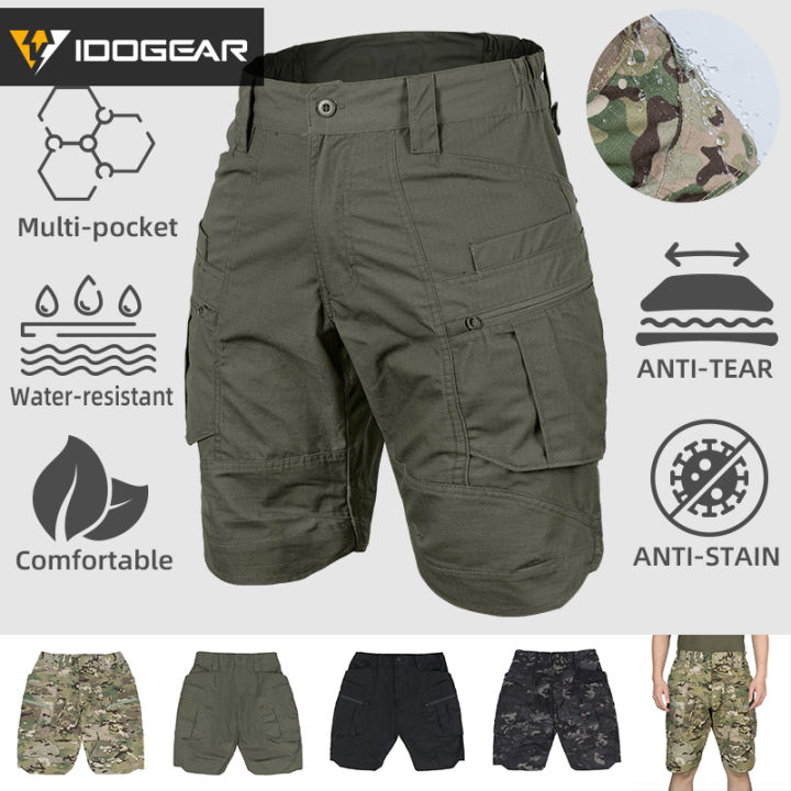 Short Cargo Camouflage IDOGEAR Pour Hommes - Sport, Chasse, Multi-poches - Qualité 50% Coton/polyester