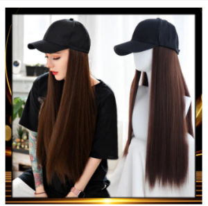 Topi Wig Rambut Lurus Model Topi Baseball