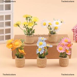 [COD] Technicolore 1 12 Dollhouse Simulation Daisy Plants Potted Model Doll Home Miniatur Flower Decor Toy Micro Landscape Garden Plants Ornament