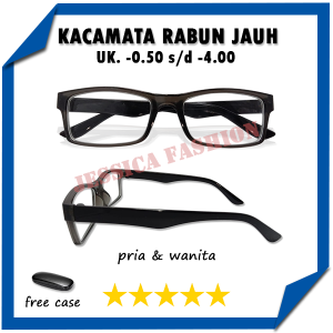 Sunglasses Minus Square - Kacamata Rabun Melihat Jarak Jauh Tidak Jelas MINUS -0.50 s/d -4.00 Frame Kotak Warna Abu Kilap Untuk PRIA WANITA - GRATIS KOTAK