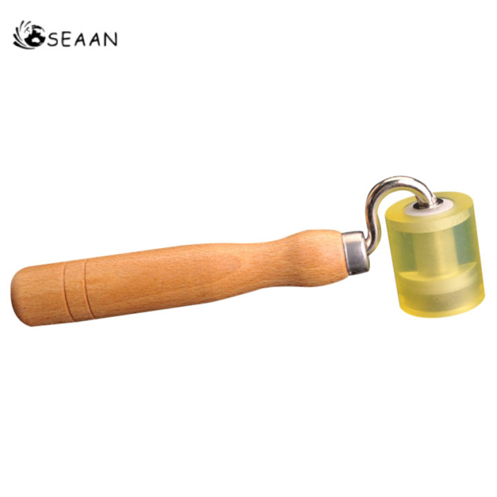 Silicone Hand Pressure Roller For PVC Welding - High Temp Resistant, 40mm, Removable Bearings, Wood Handle