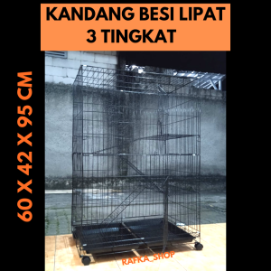 KANDANG KUCING 3 TINGKAT BESI LIPAT 60X42X95 CM KANDANG ANJING KANDANG KELINCI - RAFKA SHOP