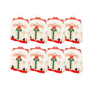 8Pcs Christmas Santa Claus Cookie Bag Candy Box Folding Nougat Gift Packaging Box Xmas New Year Party Decoration Kids Favors