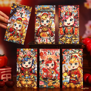 6Pcs Cartoon Chinese New Year Red Envelopes 2026 Year of the Horse Ang Pao for Lucky Money Cute Lai See Pack for Kids & Family