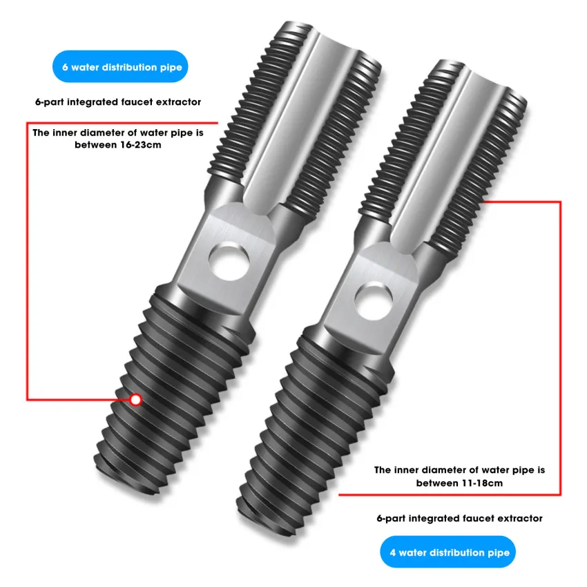 Broken Pipe Extractor Tool – Double Head Remover For 1/2" & 3/4" Damaged Water Pipes, Includes Rod