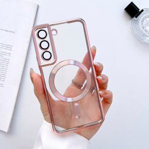 For Magsafe Wireless Charge Case For Samsung Galaxy S22 S21 Ultra Plus S 21 22 5G 4G Soft Transparent Clear Silicone Full Covers