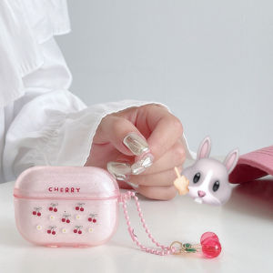 适用于Cherry Simple Glitter Suitable for airpodspro2 Case airpods1/2/3/4 Wireless Bluetooth Headset Case ipod Headset Case Third Generation Transparent airpod Headset Case