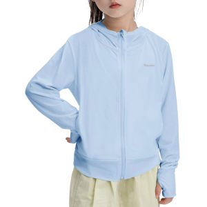 Rolanko Girls Summer Jacket with Thumbholes Long Sleeve Sun Protection Quick Dry Zipper Hoodie Kids Rash Guard Tops 5-12Years