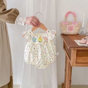 MILANCEL 0-2Y Summer Baby Girls Clothes Colorful Dot Baby Girls One Piece Flower Embroidery Bodysuit2026
