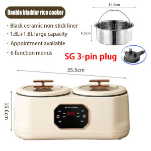 (1-3 Days Delivered)1.8L+1.8L Intelligent Double-bladder Electric Rice Cooker electric hot pot reservation heat preservation non-stick pot cooker