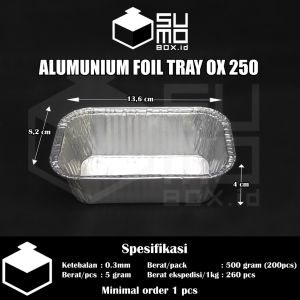 [1 PAK ISI 100 PCS] Alumunium foil tray OX 250 tanpa tutup / OX-250 lasagna macaroni schotel pastel tutup