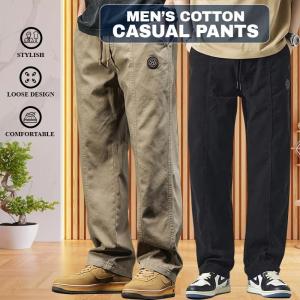 Mens Utility Cargo Pants Comfortable Straight Leg Fit Breathable Cotton Elastic Waist & Drawstring Closure