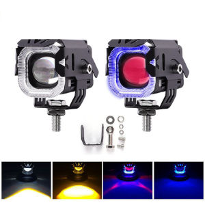 Lampu LED Sorot Sepeda Motor Super Terang Lensa Mata Ikan Lampu Depan Listrik Mata Malaikat Lampu Sorot Sepeda Motor Lampu Kabut Putih Kuning Setan Merah Flash Lampu Sorot Universal Lampu Kerja Laser