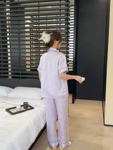 ชุดนอนฤดูร้อน 2 ชิ้น สไตล์ยุโรปและอเมริกา Vs ผีเสื้อ ชุดนอนบางเบา แขนสั้น ชุดอยู่บ้าน หลากหลายสไตล์ 2402