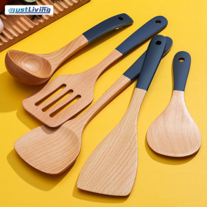 JustLiving Wooden Kitchen Cooking Utensils for Non-stick Pan Household Wooden Spatula Wooden Shovel Wooden Spoon Kitchen Tool Natural Wood Cooking Spoons and Spatulas Cookware