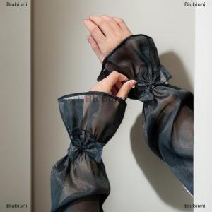 [COD] Biubiuni New Kem chống nắng BOW TIE cánh tay tay áo phụ nữ Ice lụa cộng với kích thước bảo vệ cánh tay UV bảo vệ găng tay cánh tay tay áo nhanh khô cánh tay ấm hơn