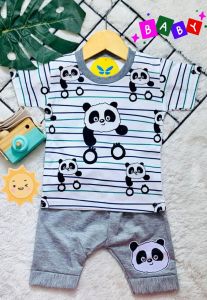 Setelan Baju bayi anak laki laki motif karakter PANDA usia baby 3-18 bulan  BISA COD !