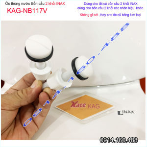 Ốc két nước Inax Nhật chính hãng KAG-NB117V ốc thùng nước 100% nhựa dày trắng bóng xí bệt 2 khối C117-C306-C504 nhựa trắng loại 1 không gỉ séc