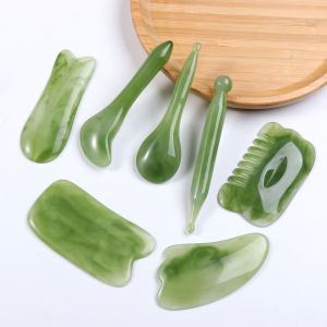 JUSTODO 7PCS/Set Portable Eye Face Neck Care Health Care Facial Relaxing  Resin Gua Sha Board Facial Massage Tool