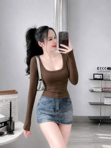 Áo cổ vuông tay dài KVYBODY A12 chất cotton borip lụa dày mịn co giãn thích hợp mặc ở nhà đi chơi đi tiệc
