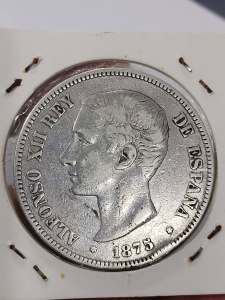 1875 5 Pesetas Big Coin Philippine Coin