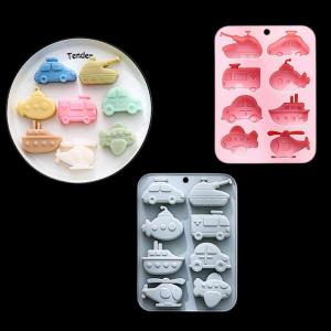 WP💓💛💖 8 Cavity Transportation Theme Silicone Molds Car Airplane Ship Shaped Candy Mold Candy Chocolate Baking Accessories