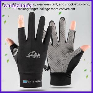 wangzhansi ถุงมือกันแดดสำหรับผู้หญิงเนื้อผ้าไหมน้ำแข็งแบบบางป้องกันรังสีอัลตราไวโอเลตน้ำค้างถุงมือสำหรับขับขี่ขับขี่ขับขี่กันลื่นระบายอากาศได้ดี