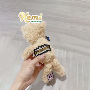Gấu bông Teddy lông xù đeo mác size lớn 25cm treo áo quần balo cặp túi xách