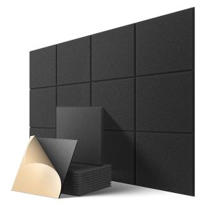 YOMERTO 12Pack Acoustic Panels Sound Proof Padding Bevled Edge Polyester Fiber Panels High Density Acoustic Treatment Wall Decoration for Home Office Studio 12"X12"X0.35"inch
