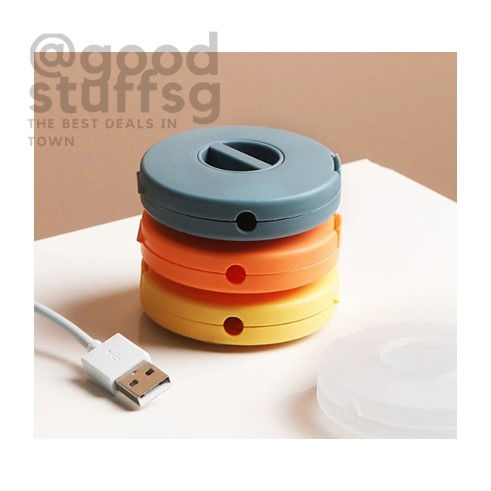 [SG FREE ] Round Rotatable Data Cable Organizer Storage Box Portable ...