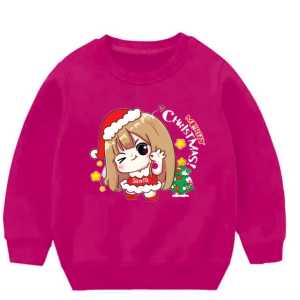 Sweter anak perempuan kaos oblong lengan panjang merry chrismas 4-10 tahun baby terry lembut adem