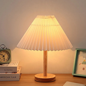 Retro Pleated Lamp Lampu Meja Tidur Minimalis Lipit Korean Aesthetic Home Decor Lampu Tidur Lipit Bedside Table Lamp