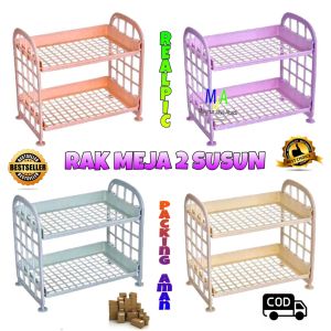 ( BISA COD ) PROMO RAK SUSUN PLASTIK 2 TINGKAT Mini Minimalis Serbaguna - Rak Meja Multifungsi
