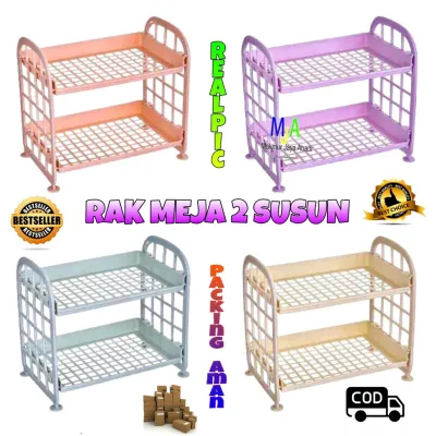( BISA COD ) PROMO RAK SUSUN PLASTIK 2 TINGKAT Mini Minimalis Serbaguna - Rak Meja Multifungsi