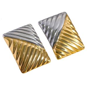 ต่างหูรูปทรงเรขาคณิตสองโทนสีมีสไตล์สำหรับผู้หญิงหญิงสาวสะดวกสบายและหรูหราอุปกรณ์เสริมหูทำด้วยมือ