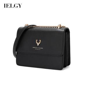 IELGY Túi Nữ Thời Trang Dễ Phối Khóa Nam Châm Đeo Chéo Một Vai Vuông Dây Xích Màu Đen PU