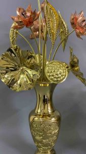 Hoa sen 15 cành bằng đồng không kèm lọ cao 80cm