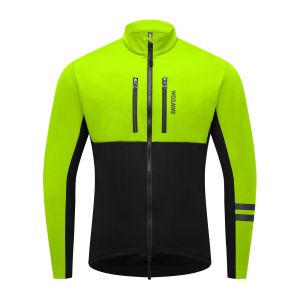 WOSAWE Men Cycling Jacket Winter Fleece Keep Warm Windproof Cold-proof Sports Bicycle Coat